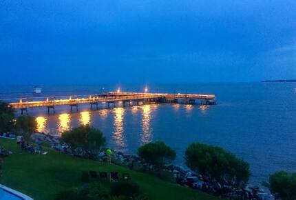 View of the SSI Pier from the top floor, corner balcony