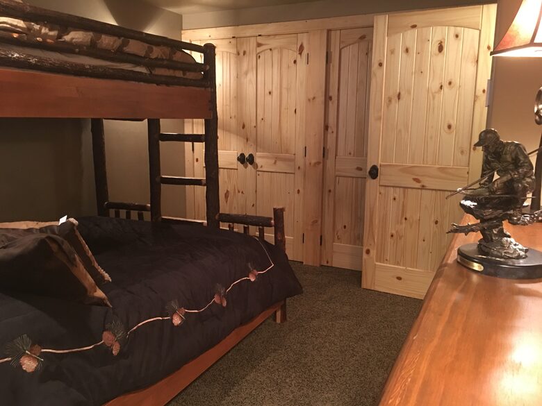 Bedroom 2 downstairs with King/twin hickory bunk bed