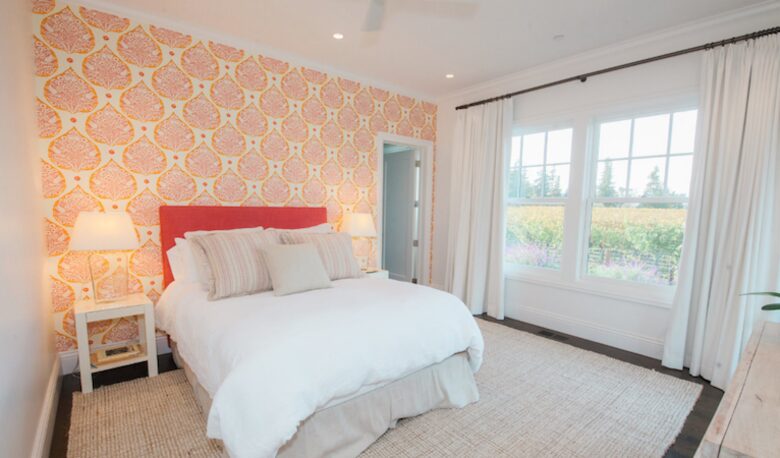 The first guest bedroom looking towards the north vineyards.