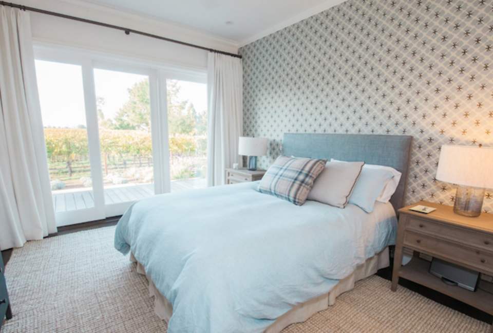 The second guest bedroom looking toward the north Vineyards.