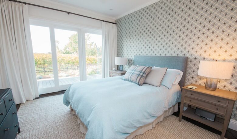 The second guest bedroom looking toward the north Vineyards.