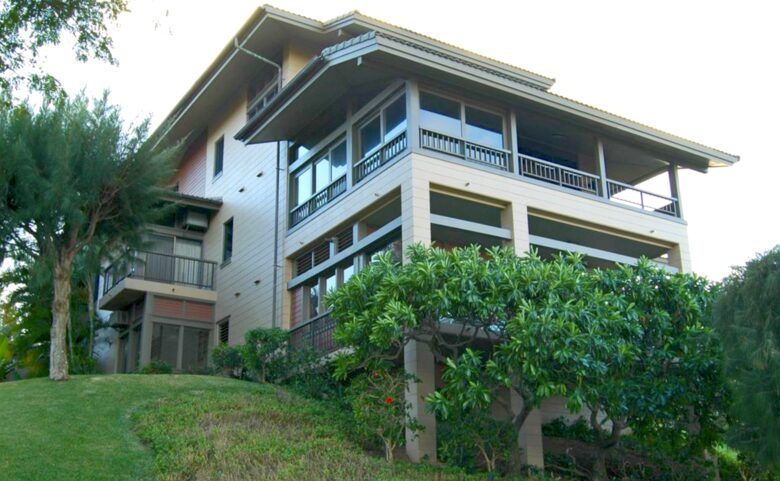 Exterior view on building; unit on top floor