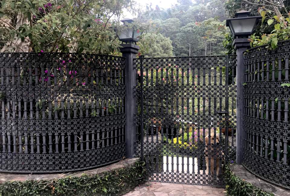 Custom wrought iron gate on main entrance