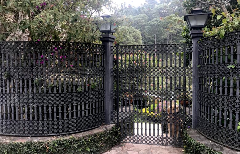 Custom wrought iron gate on main entrance