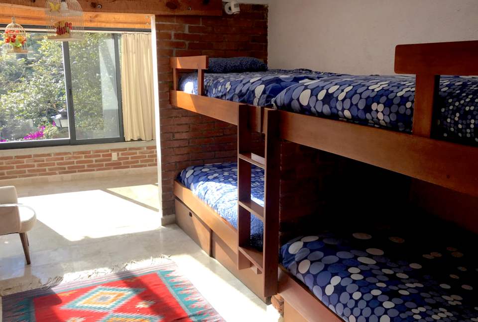 Room #4: 4 4 Custom Bunk Beds. Low ceilings on bottom ones