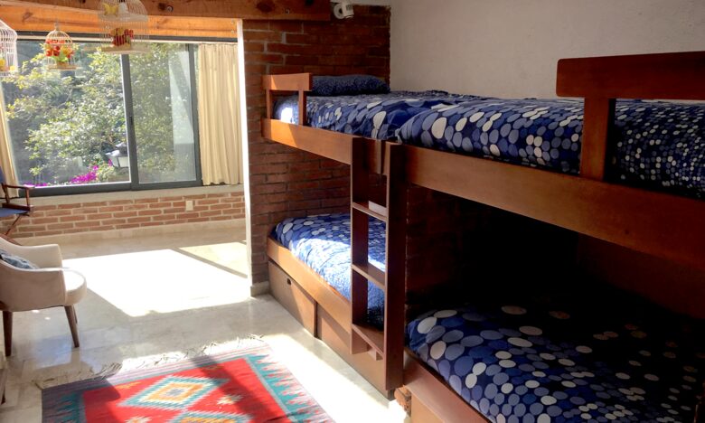 Room #4: 4 4 Custom Bunk Beds. Low ceilings on bottom ones