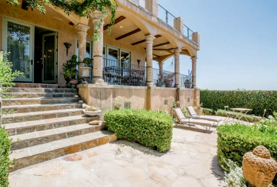 Steps from Loggia to yard and gardens