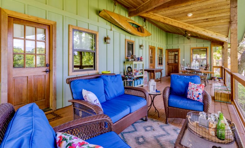 Deep covered porch perfect for morning coffee
