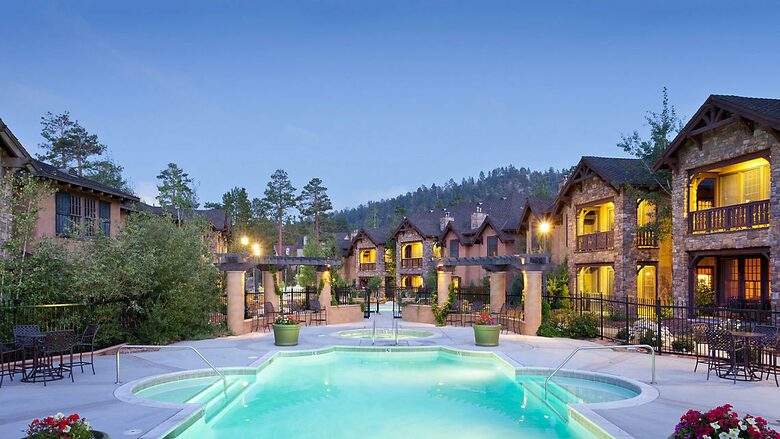 Home exchange in Big Bear Lake CA, resort pool at The Club at Big Bear