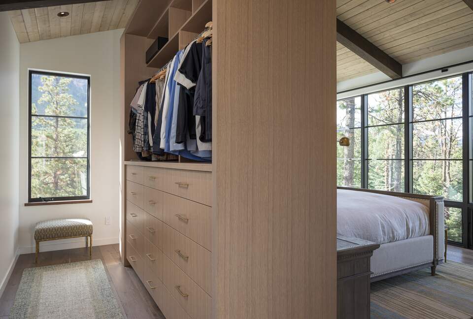 Built-in wardrobe behind the master bed