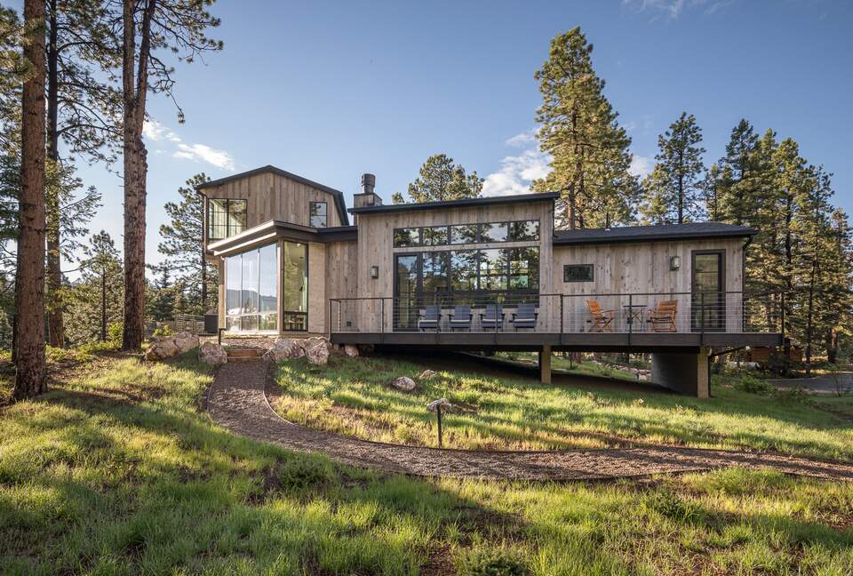 Rear exterior view of custom Durango Mountain Home