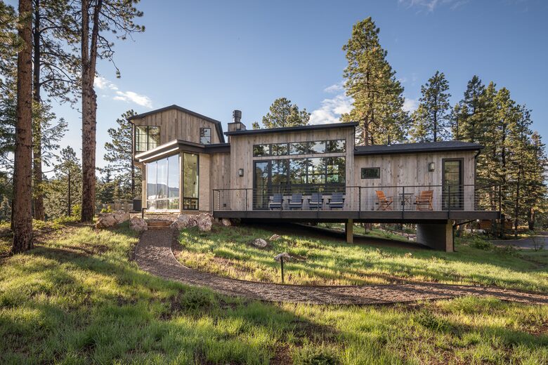 Rear exterior view of custom Durango Mountain Home