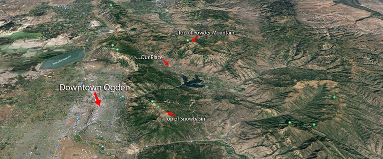Aerial map view of Downtown Ogden