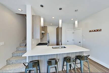 Kitchen island with four barstools