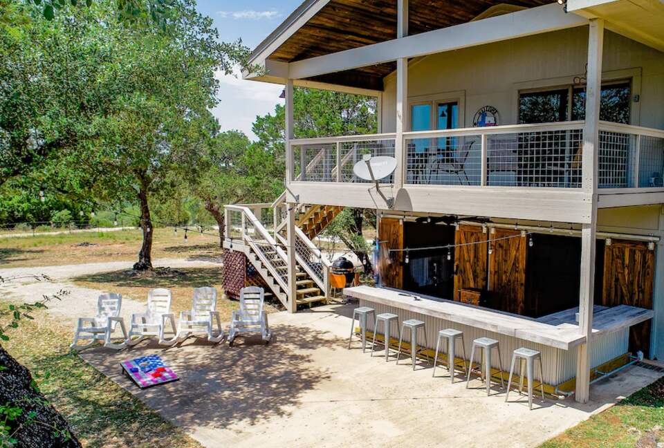 Exterior rear view of the Retreat with outdoor bar