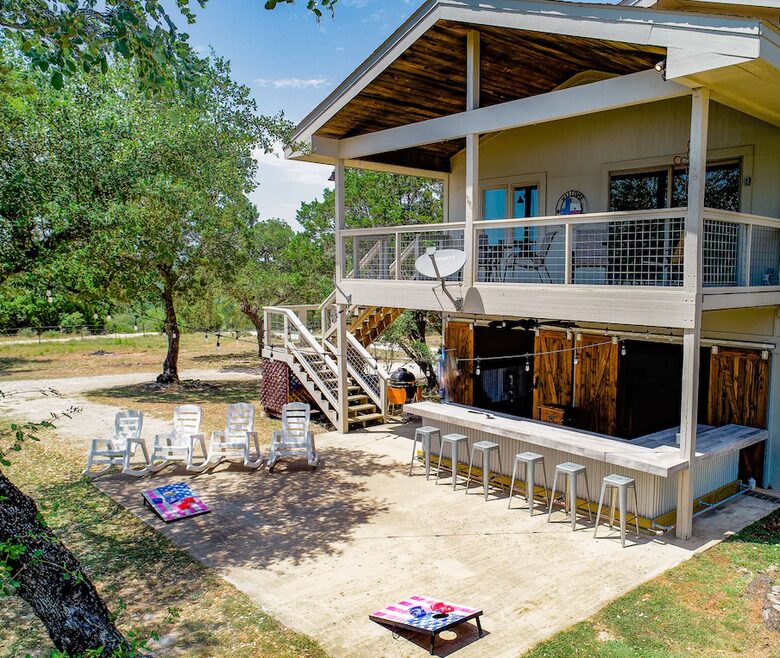 Exterior rear view of the Retreat with outdoor bar