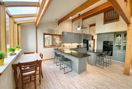 Full view of lodge kitchen and kitchen table