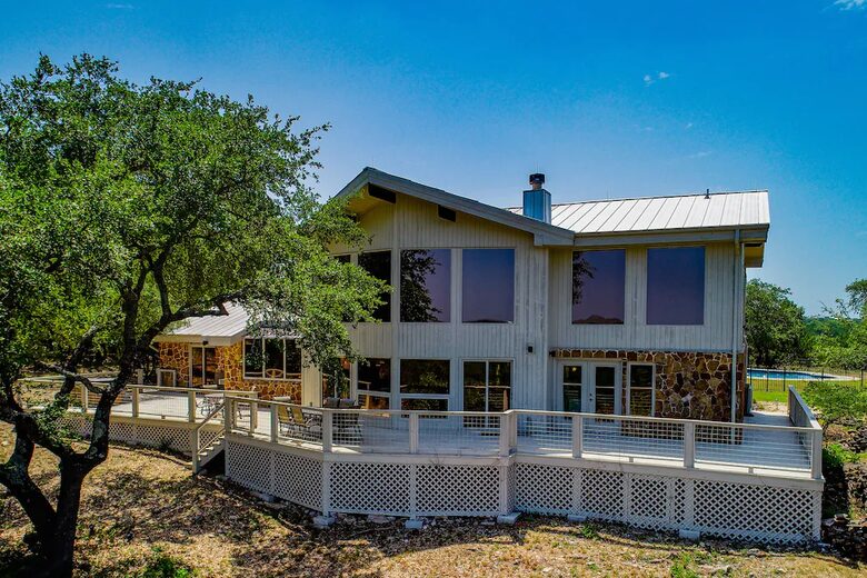 Exterior view of the Lodge with deck