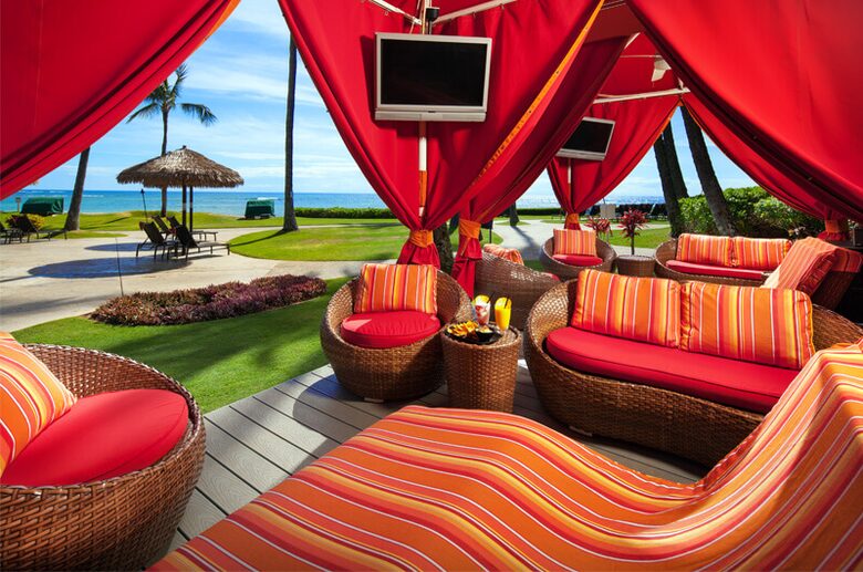 Home Exchange, Sheraton Kaua'i Resort red cabana with TV