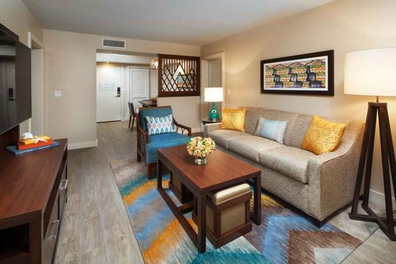 Home Exchange, Sheraton Kaua'i Resort, living room with couch & TV