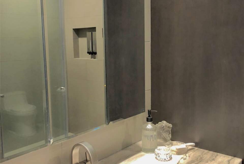 Home exchange in Portland, OR, guest bathroom sink