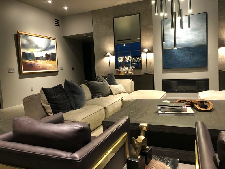 Home exchange in Portland, OR, living room with electric fireplace