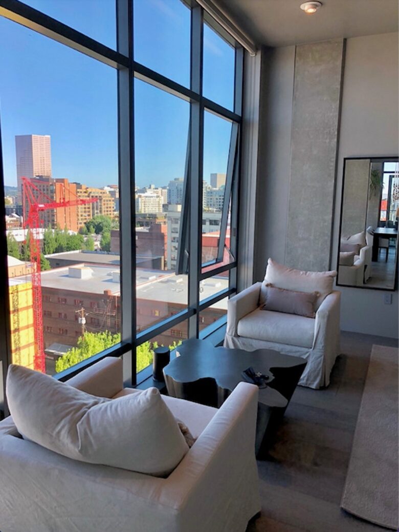 Home exchange in Portland, OR, 2 armchairs in master bedroom by window