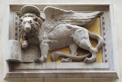 The lion of St. Mark, on the palazzo across the street