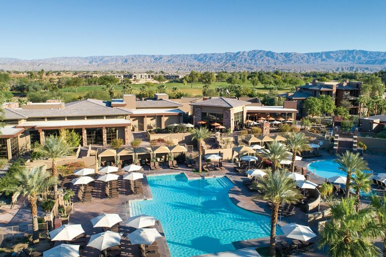 Home exchange at Westin Desert Willow Villas, aerial view of pools