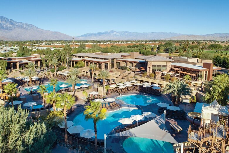 Home exchange at Westin Desert Willow, aerial view with multiple pools