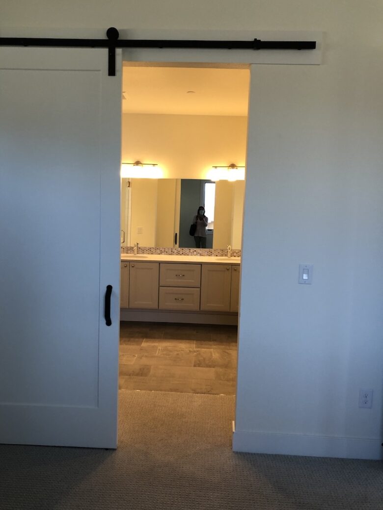 Home exchange in Fraser CO, master bathroom with dual vanity