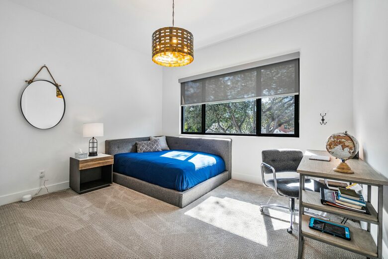 Bedroom with desk area