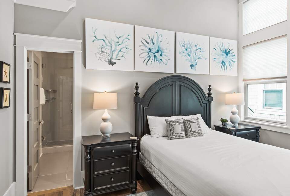 Home exchange in WaterSound FL, second floor bedroom with a queen bed