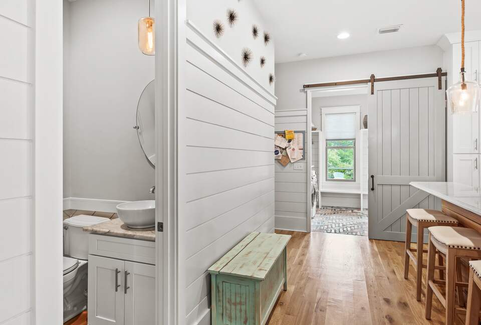 Home exchange in WaterSound FL, half bathroom off the kitchen