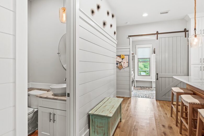 Home exchange in WaterSound FL, half bathroom off the kitchen