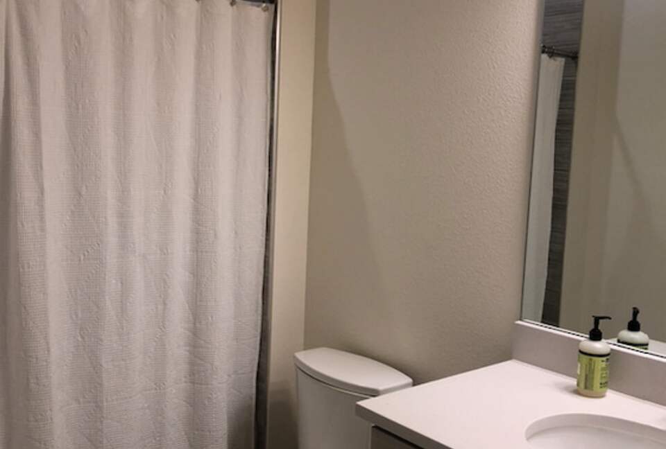 Home exchange in Fraser CO, full bathroom with shower/tub combo