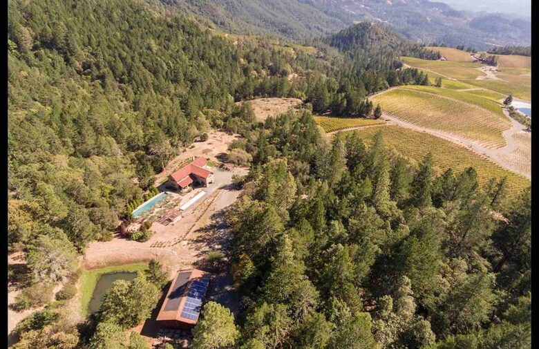Home exchange in Calistoga CA, aerial view of property