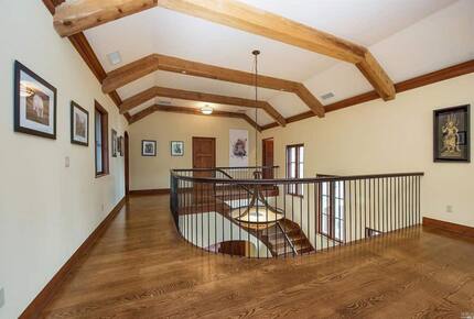 Home exchange in Calistoga CA, stairs to bedroom and library