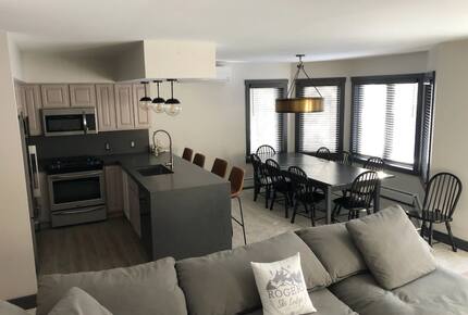 Home exchange in Jay Peak VT, open floor plan main living area