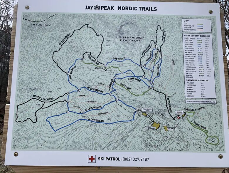 Home exchange in Jay Peak VT, map of Nordic trails