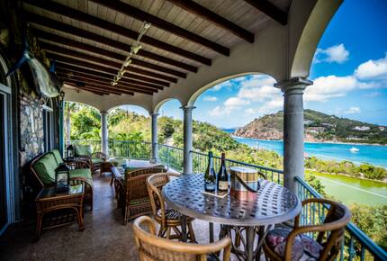 Home exchange in St John USVI, bistro table overlooking the water