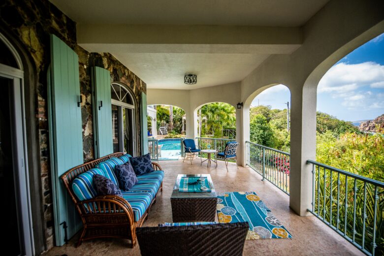 Home exchange in St John USVI, balcony connecting two suites