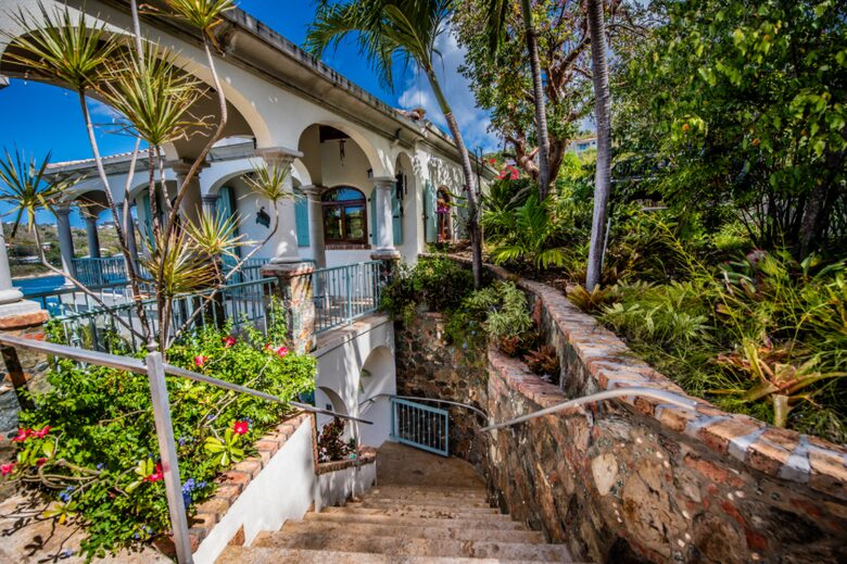 Home exchange in St John USVI, exterior stairs leading to ground level