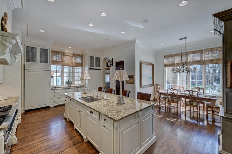 Home exchange in Charlotte NC, kitchen with hardwood flooring