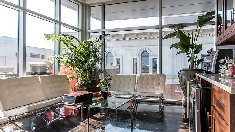 Home exchange, the Studio Homes at Ellis Square, lobby seating