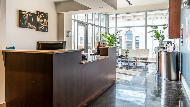 Home exchange, the Studio Homes at Ellis Square, lobby check-in