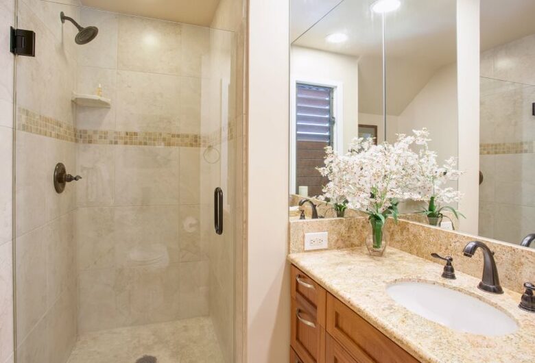 Lower bath with shower