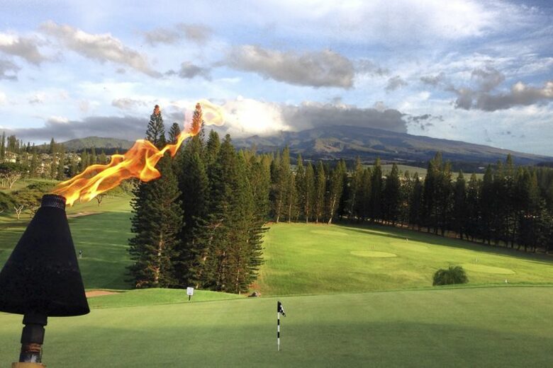 Tiki torch at Kapalua golf