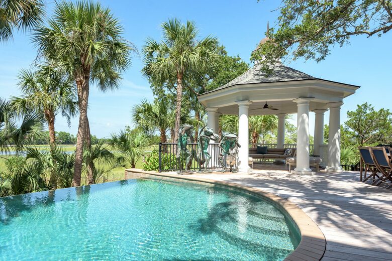pool over looking marsh