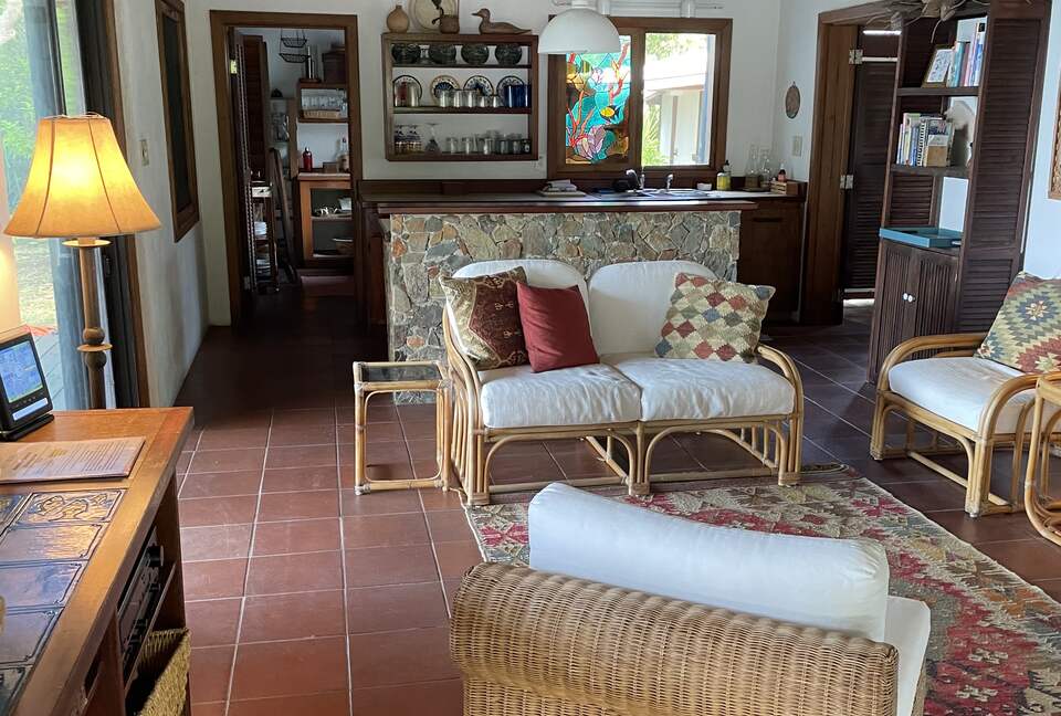 Home Exchange in St. John, USVI, living and kitchen